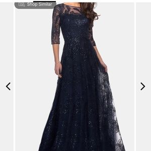 LaFemme Sequin Embroidered A-Line Gown